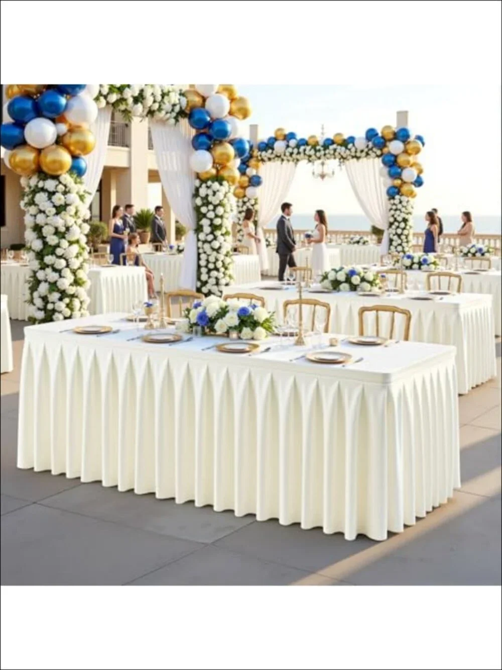 2 Pack Ivory Rectangle Tablecloth 6 FT Stretch Spandex Fitted Table Cloth for 6